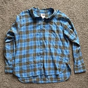 SO Blue and Brown Plaid Shirt